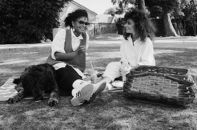 Janet Jackson and Paula Abdul together outdoors