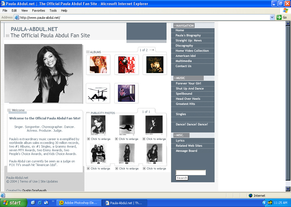 The Paula Abdul fan site goes online — archival artwork or imagery
